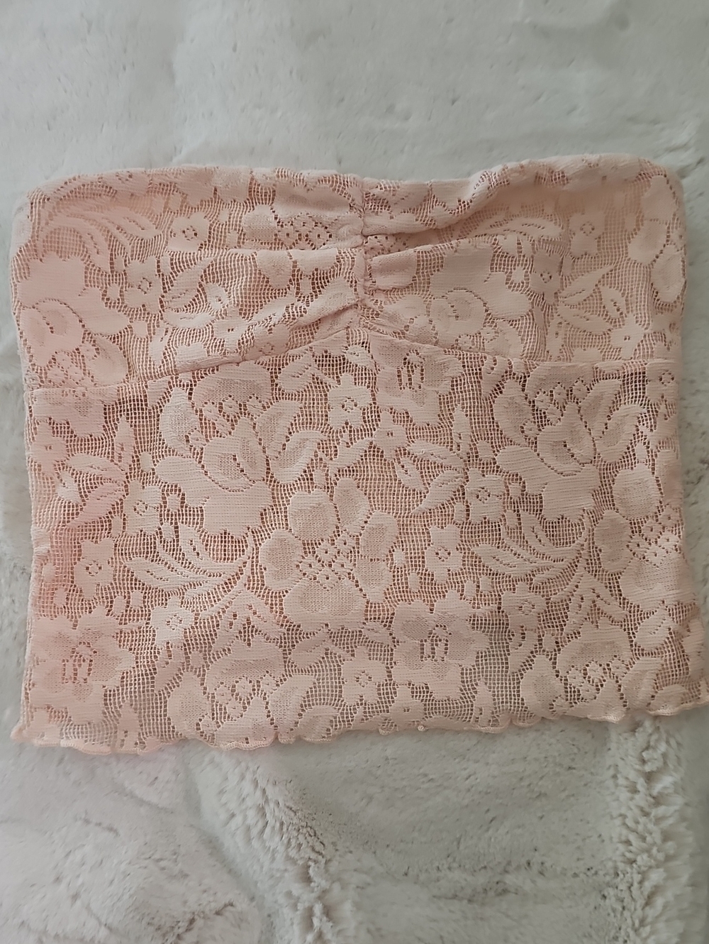 RSQ Peach Lace Strapless Smocked Tube Top